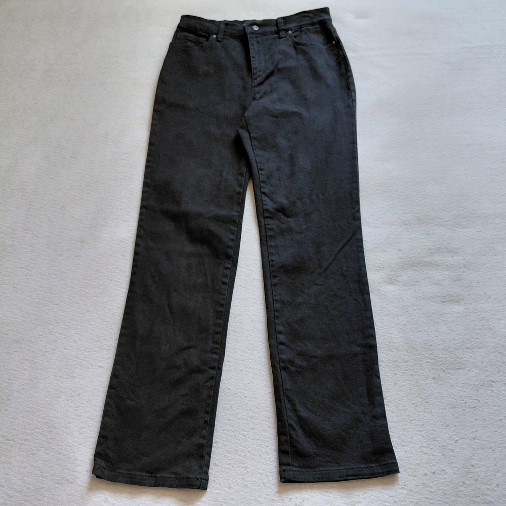 Gloria Vanderbilt Amanda Black Jeans Womens 6 Stretch Bootcut Denim B11000-BK